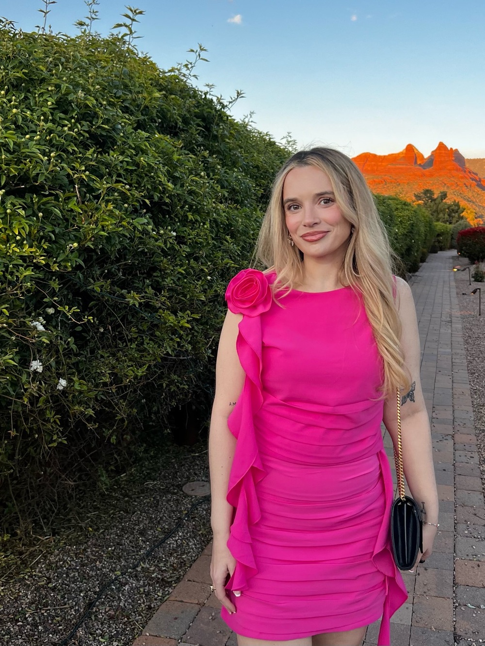 Bright Fuchsia Ruffle Two Piece Set with Skort